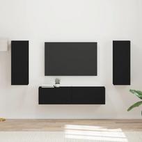 TV spintelių komplektas 2 pcs Juoda Apdirbta mediena
