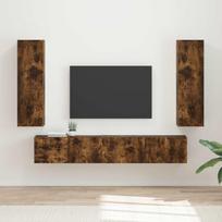 TV spintelių komplektas 3 pcs Rūkyta ąžuolas Apdirbta mediena