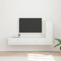 TV spintelių komplektas 3 pcs Aukštai blizganti balta