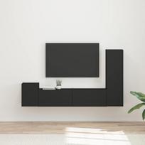 TV spintelių komplektas 4 pcs Juoda Apdirbta mediena