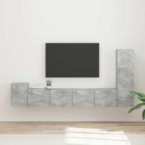 TV spintelių komplektas 3 pcs Betono pilka Apdirbta mediena