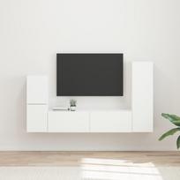 TV spintelių komplektas 4 pcs Balta Apdirbta mediena