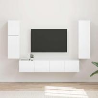 TV spintelių komplektas 4 pcs Aukštai blizganti balta