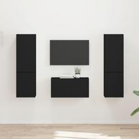 TV spintelių komplektas 5 pcs Juoda Apdirbta mediena