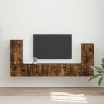 TV spintelių komplektas 4 pcs Rūkyta ąžuolas Apdirbta mediena