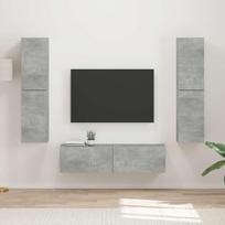 TV spintelių komplektas 6 pcs Betono pilka Apdirbta mediena
