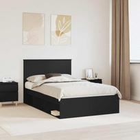 Lovos rėmas su stalčių Juoda 135 x 190 cm Kietos pušies mediena