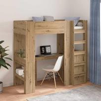 Dviaukštės lovos rėmas su stalu Amatininkų ąžuolas 75 x 190 cm