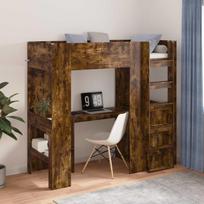 Dviaukštės lovos rėmas su stalu Rūkyta ąžuolas 75 x 190 cm