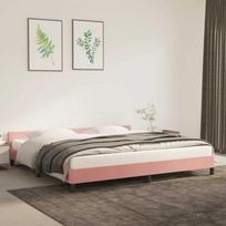 lovos rėmas su galvūgaliu be čiužinio rožinis 200x200cm aksomas