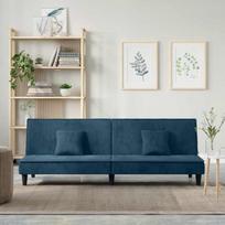 Sofa-lova, mėlynos spalvos, aksomas