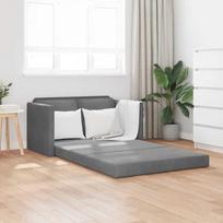 Grindų sofa-lova, 2-1, tamsiai pilka, 122x204x55cm, aksomas