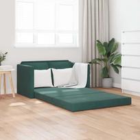Grindų sofa-lova, 2-1, tamsiai žalia, 122x204x55cm, aksomas