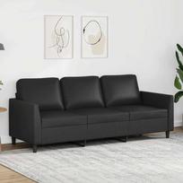 Trivietė sofa, juodos spalvos, 180cm, dirbtinė oda