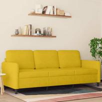 Trivietė sofa, geltonos spalvos, 180cm, aksomas