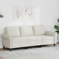 Trivietė sofa, kreminės spalvos, 180cm, aksomas