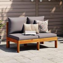 Dvivietė sodo sofa su pagalvėlėmis, akacijos medienos masyvas