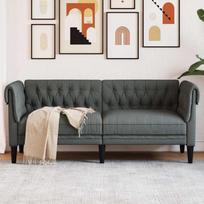 Dvivietė chesterfield sofa, tamsiai pilkos spalvos, audinys