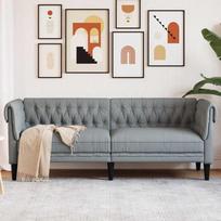 Trivietė chesterfield sofa, šviesiai pilkos spalvos, audinys