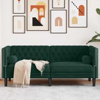 Dvivietė chesterfield sofa su pagalvėlėmis, žalia, aksomas