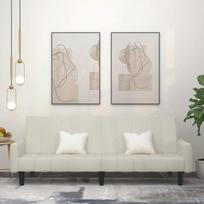 Dvivietė sofa-lova, kreminės spalvos, aksomas