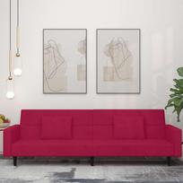 Dvivietė sofa-lova su dvejomis pagalvėmis, vyno, aksomas