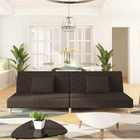 Dvivietė sofa-lova dvejomis pagalvėmis, rudos spalvos, audinys