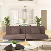 Dvivietė sofa-lova su dvejomis pagalvėmis, taupe, audinys
