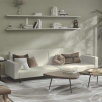 Dvivietė sofa-lova, kreminės spalvos, aksomas