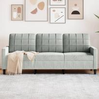 Trivietė sofa, šviesiai pilkos spalvos, 180cm, aksomas