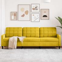 Trivietė sofa, geltonos spalvos, 210cm, aksomas