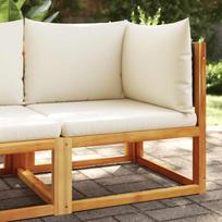 Sodo kampinė sofa su pagalvėlėmis, akacijos mediena ir rotangas