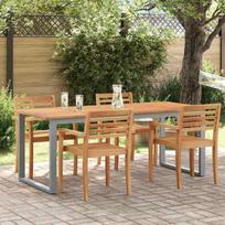 Sodo stalas Pilka 200 x 90 x 75 cm Kietos akacijos mediena