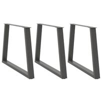 Valgomojo stalo kojos, V formos, 3 vnt., antracito spalvos, 100x(72-73,3) cm, plienas