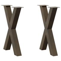 Valgomojo stalo kojos, X formos, 2 vnt., natūralus plienas, 50x(72-73) cm, plienas