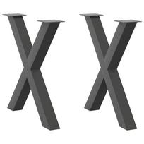 Valgomojo stalo kojos, X formos, 2 vnt., antracito spalvos, 70x(72-73) cm, plienas