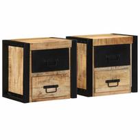 lovos spintelės 2 vnt 40x35x40cm masyvo neapdoroto medžio mango