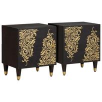 Naktinis staliukas su durelėmis 2 pcs Juoda 40 x 33 x 46 cm
