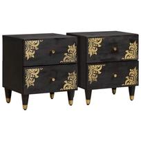 Šalia lovos spintelė su stalčių 2 pcs Juoda 40 x 33 x 46 cm