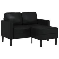 Dvivietė sofa su šezlongu, L formos, juoda, 125 cm, dirbtinė oda