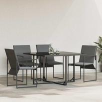 Kėdė su pagalve 4 pcs Juoda ir Antracitas Tekstilenas