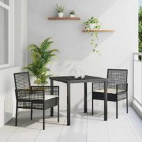 Sodo Kėdė su pagalve 2 pcs Juoda 55 x 53 x 85 cm poliratanas