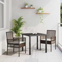 Sodo Kėdė su pagalve 2 pcs Ruda 55 x 53 x 85 cm poliratanas