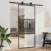 Stiklinės durys Dryžuotas Juoda 90 x 2 x 205 cm Aliuminis