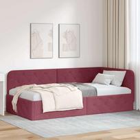 Kampinė lovos konstrukcija Vyno raudona 100 x 200 cm audinys
