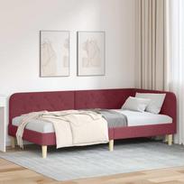 Kampinė lovos konstrukcija Vyno raudona 90 x 200 cm audinys