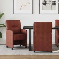 Valgomojo Kėdės su Ratukais 2 pcs Blizgiai ruda 57 x 67 x 95 cm