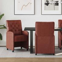 Valgomojo Kėdės su Ratukais 2 pcs Blizgiai ruda 58 x 67 x 97 cm