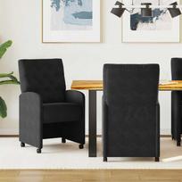 Valgomojo Kėdės su Ratukais 2 pcs Juoda 58 x 67 x 97 cm Aksomas