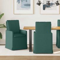 Valgomojo kėdės 2 pcs Tamsiai žalia 57 x 67 x 98 cm audinys